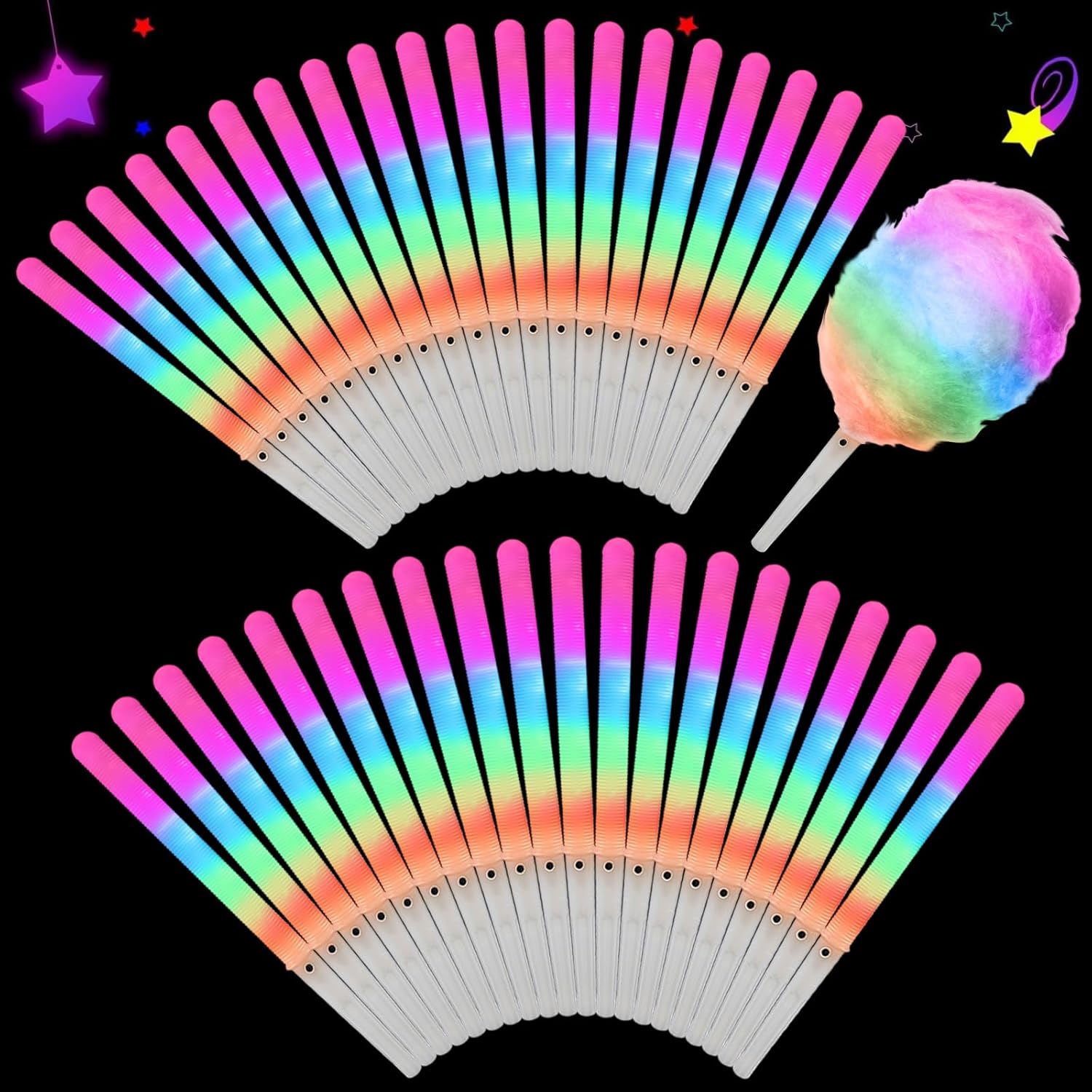 Cotton Candy Cone - 20 stuks kleurrijke knipperende LED-suikergoedkegels herbruikbaar
