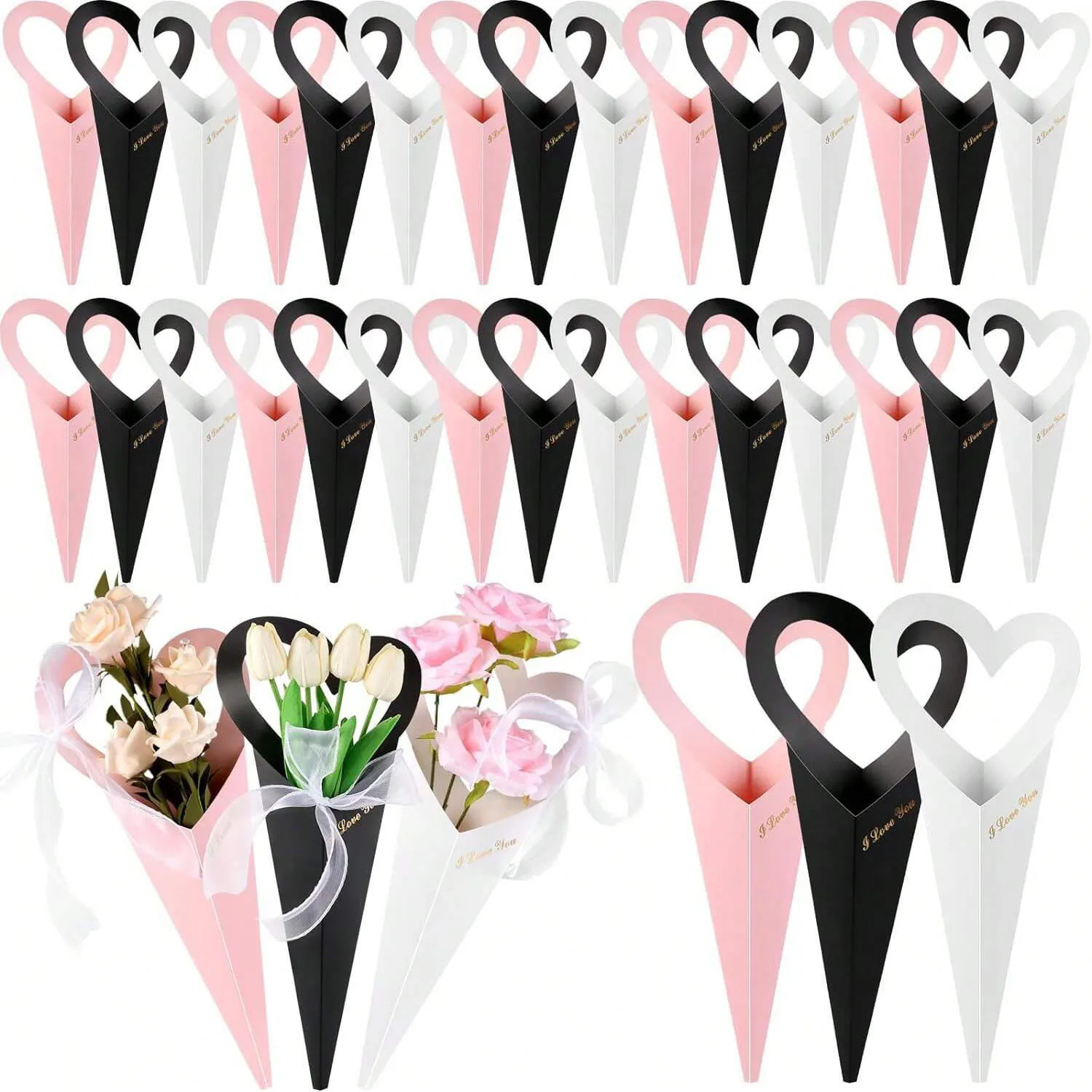 Cotton Candy Cone - 12/24/36 stuks boeketzak, geschikt voor bloemenverpakkingen,