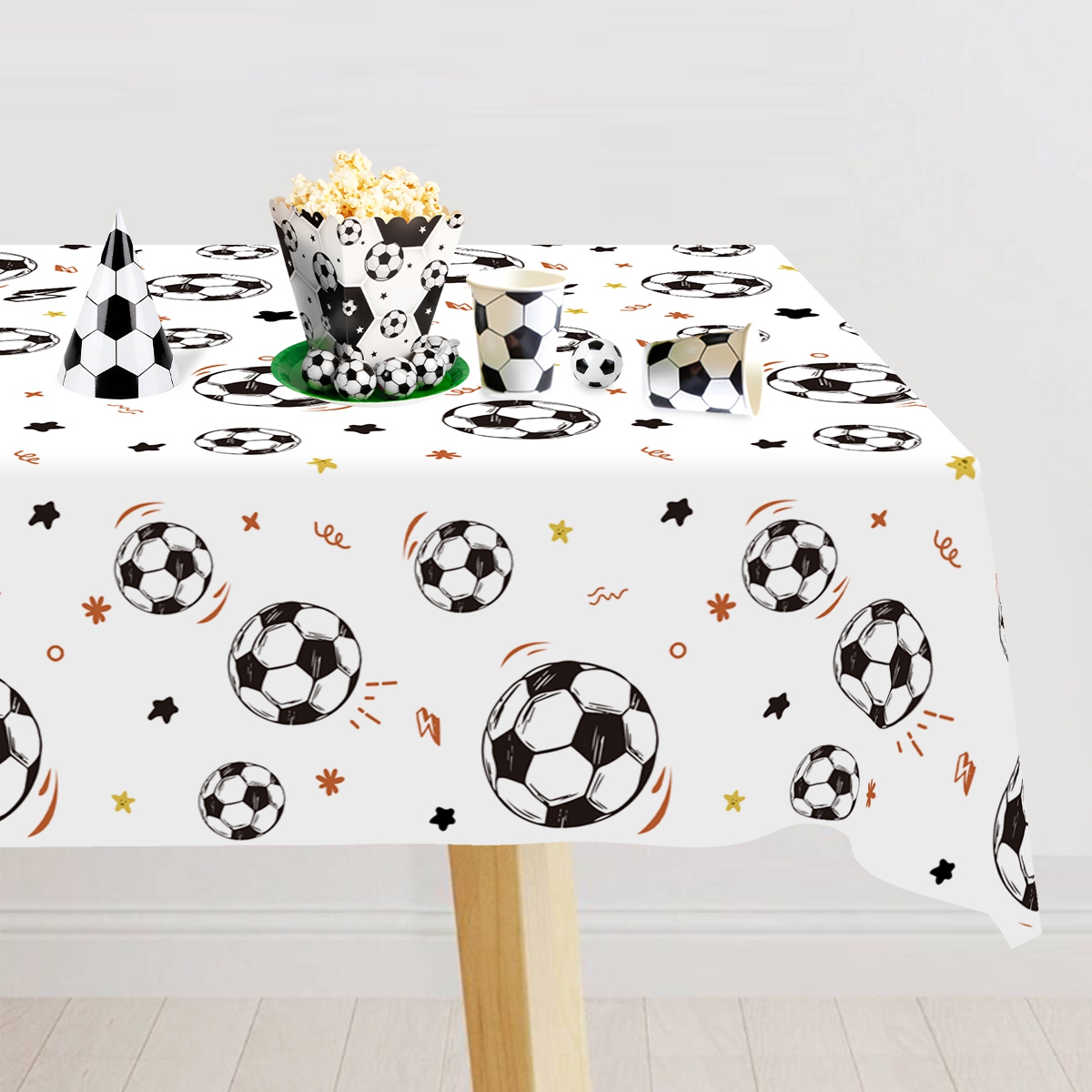 Table Cloth Disposable - 183x137cm voetbalthema wegwerp tafelkleed witte achtergrond